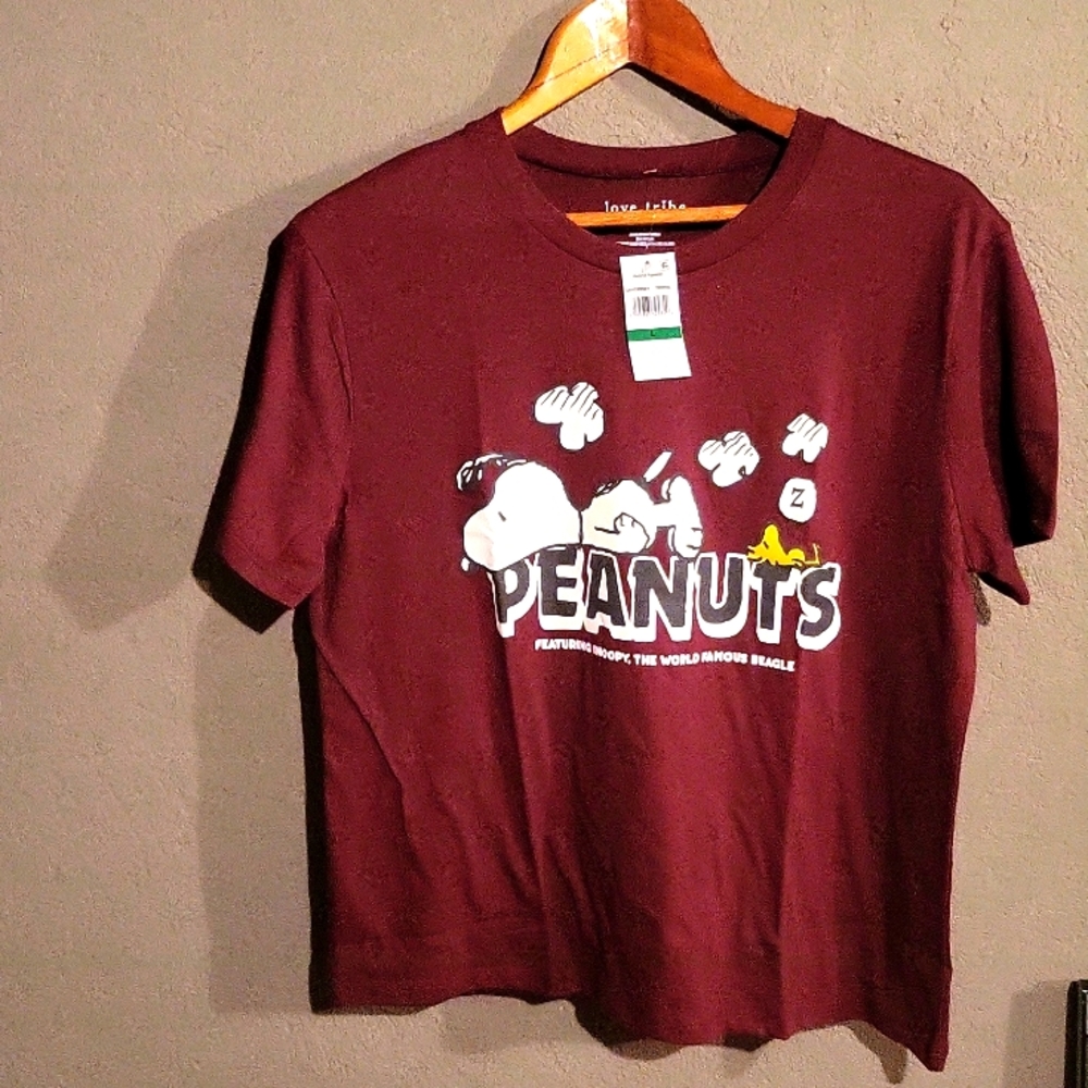 Peanuts Short Sleeve Tee Size Large Maroon